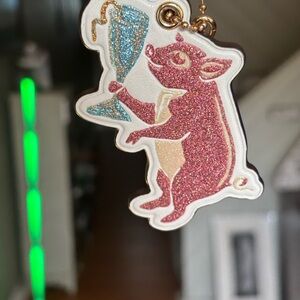 ***SOLD*** Coach Party Pig Keychain Bag Charm Purse Charm Preowned In EUC